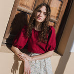 CARMEL puff sleeve linen top - notperfectlinen