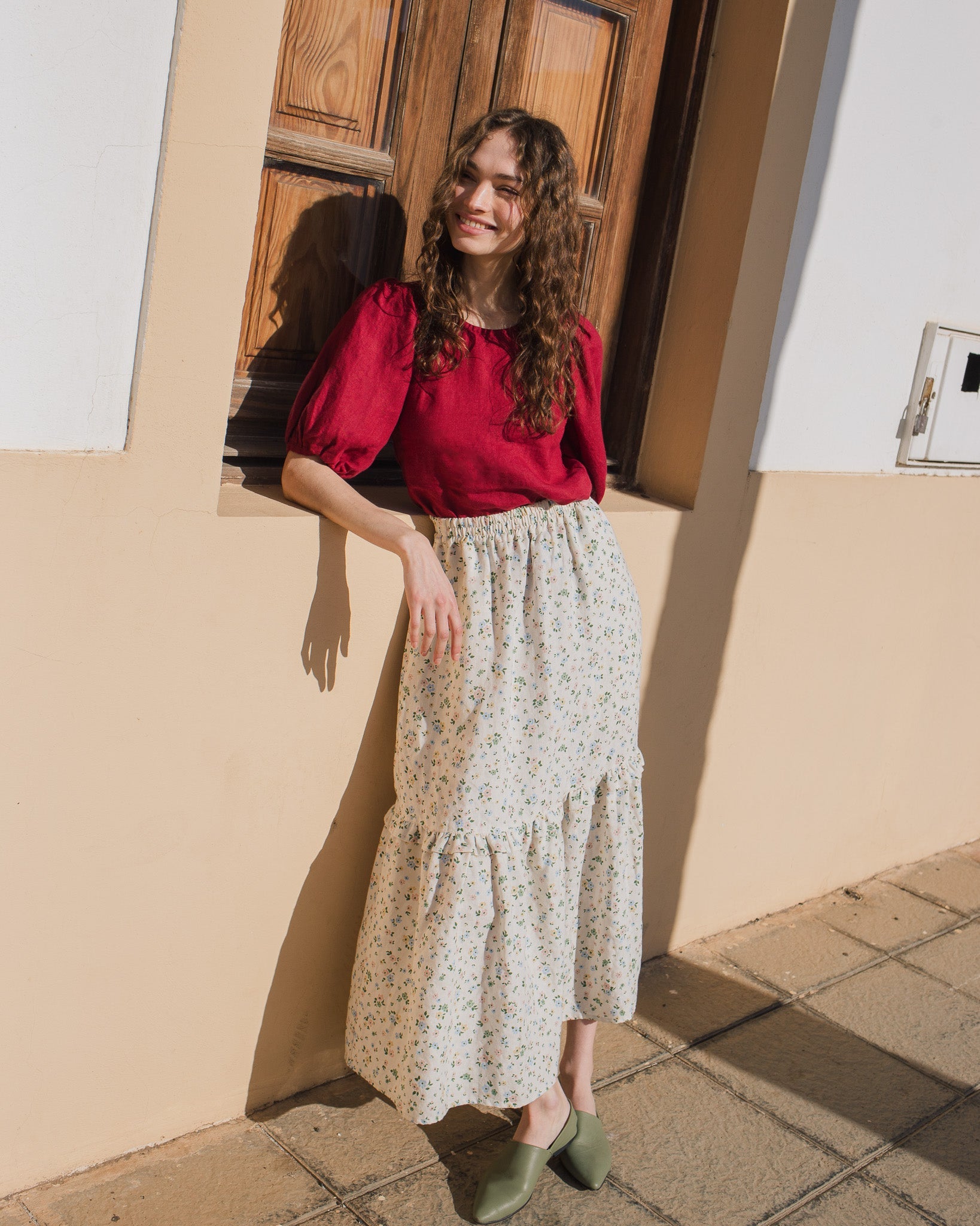 CARMEL puff sleeve linen top - notperfectlinen