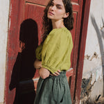 CARMEL puff sleeve linen top - notperfectlinen