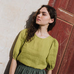CARMEL puff sleeve linen top - notperfectlinen