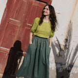 OIA gathered linen skirt