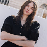 ELLA knot front button shirt linen - notperfectlinen