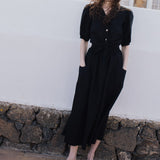 ELLA knot front button shirt linen - notperfectlinen