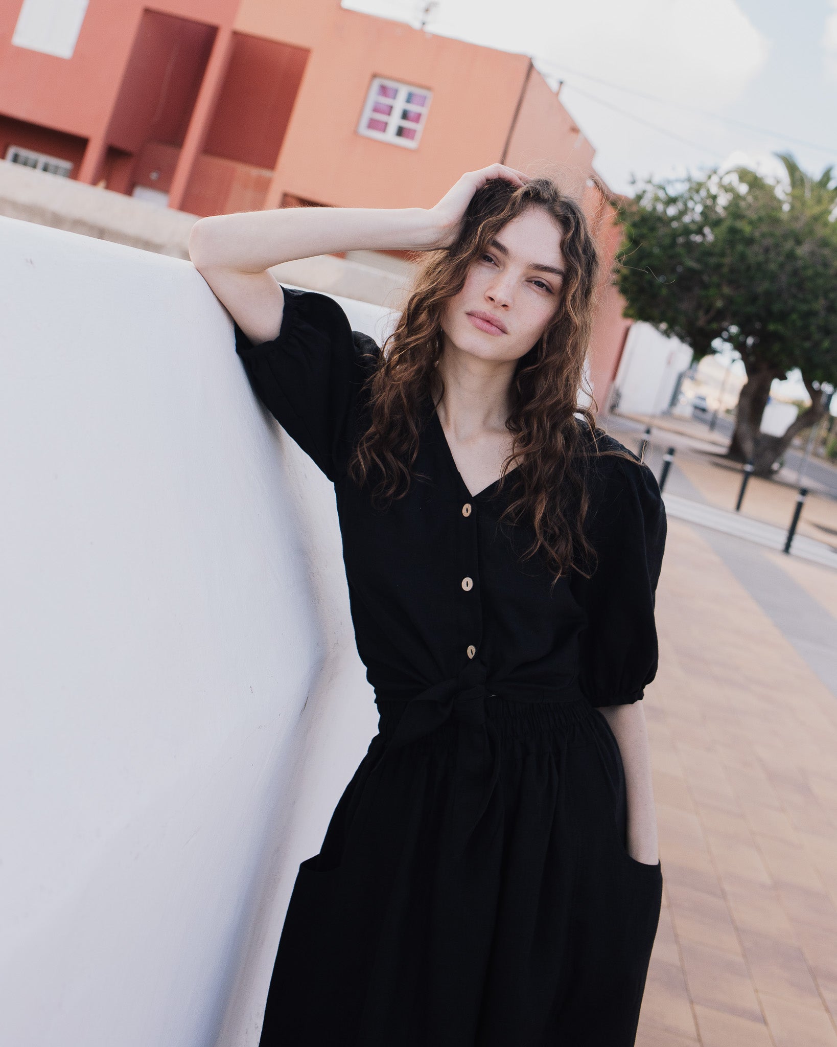 ELLA knot front button shirt linen - notperfectlinen