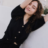 ELLA knot front button shirt linen - notperfectlinen