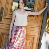 R: SION gathered linen skirt (Color: Cream; Size: S)