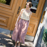 R: SION gathered linen skirt (Color: Cream; Size: S)