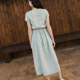R: REINE waisted linen dress (Size: XL; Color: Dusty Lavender)
