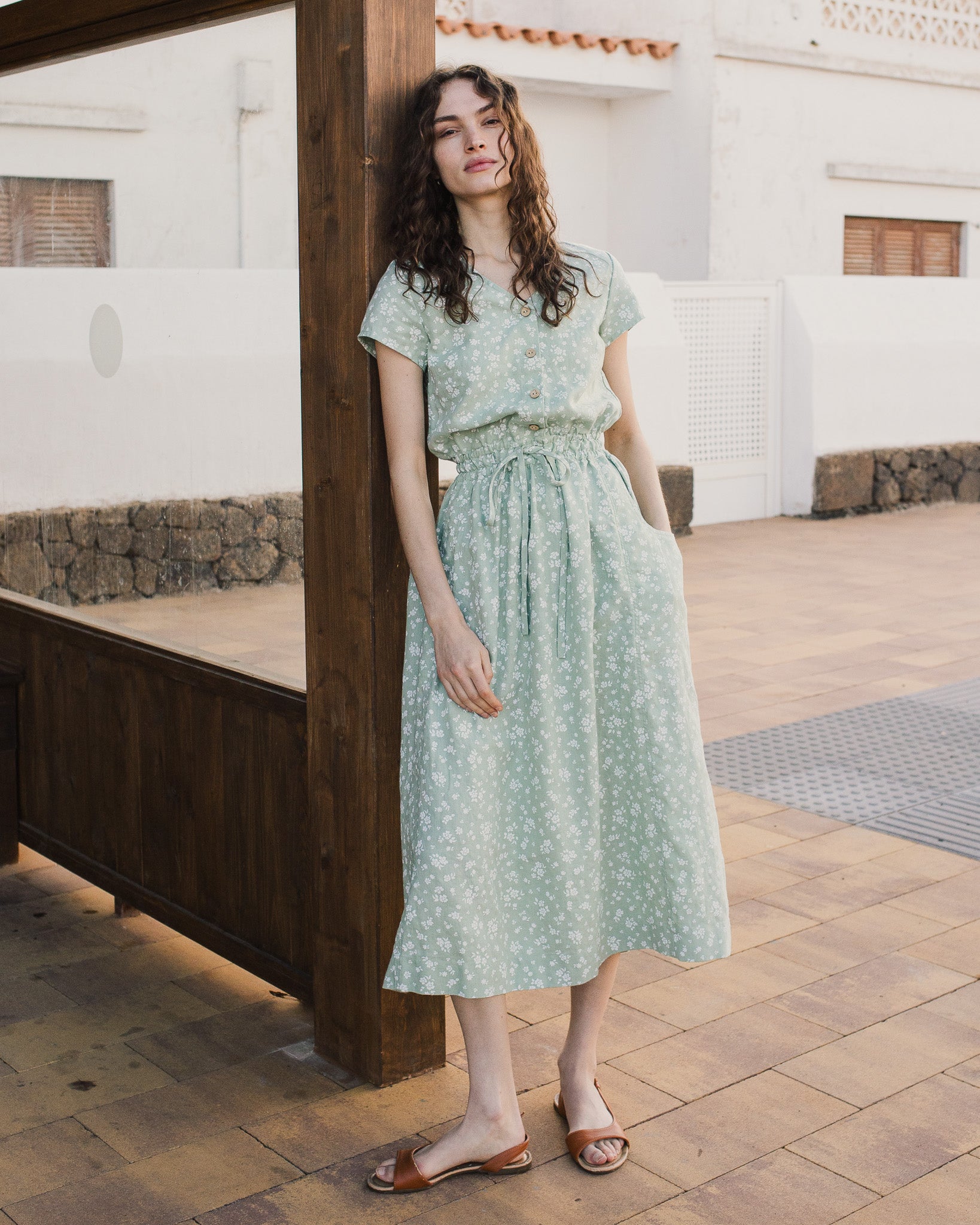 REINE waisted linen dress REINE waisted linen dress