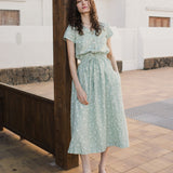 R: REINE waisted linen dress (Size: L; Color: Admiral Blue)