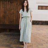 R: REINE waisted linen dress (Size: L; Color: Admiral Blue)
