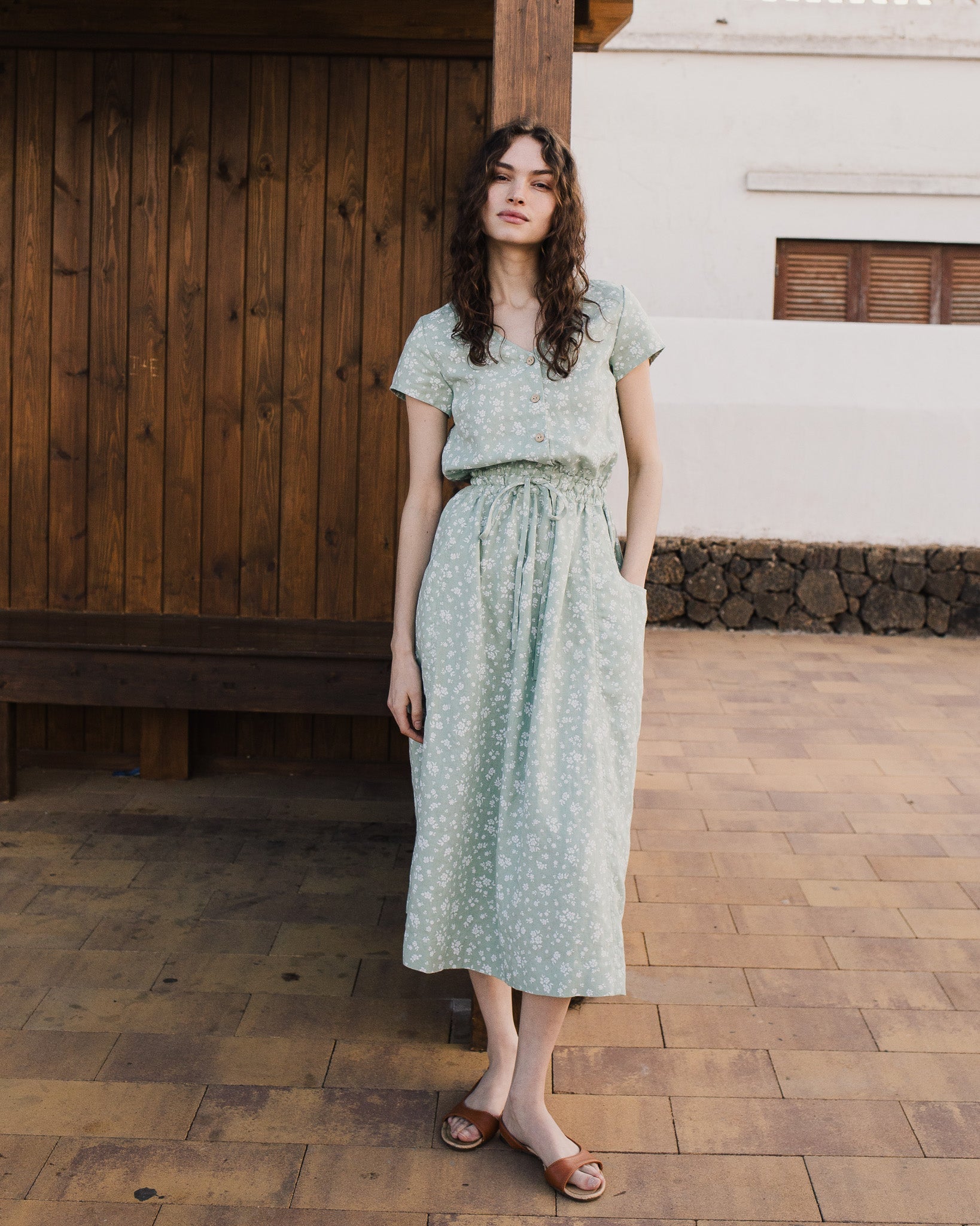 REINE waisted linen dress - notPERFECTLINEN