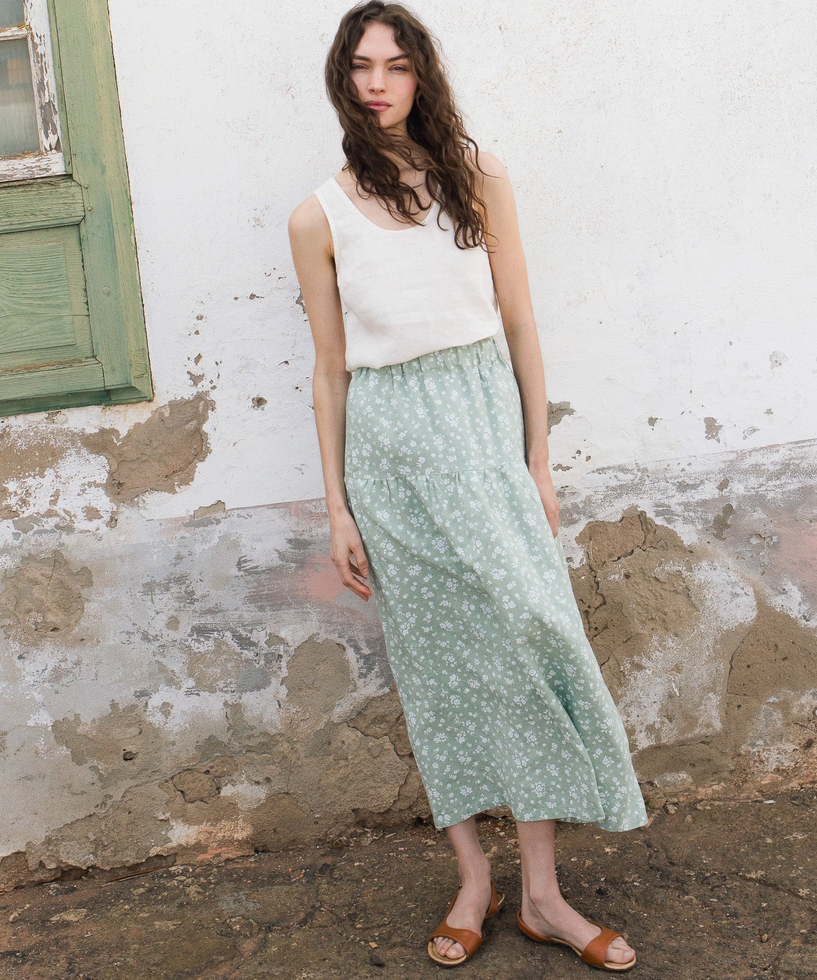 ANJALI two-tier linen skirt - notperfectlinen