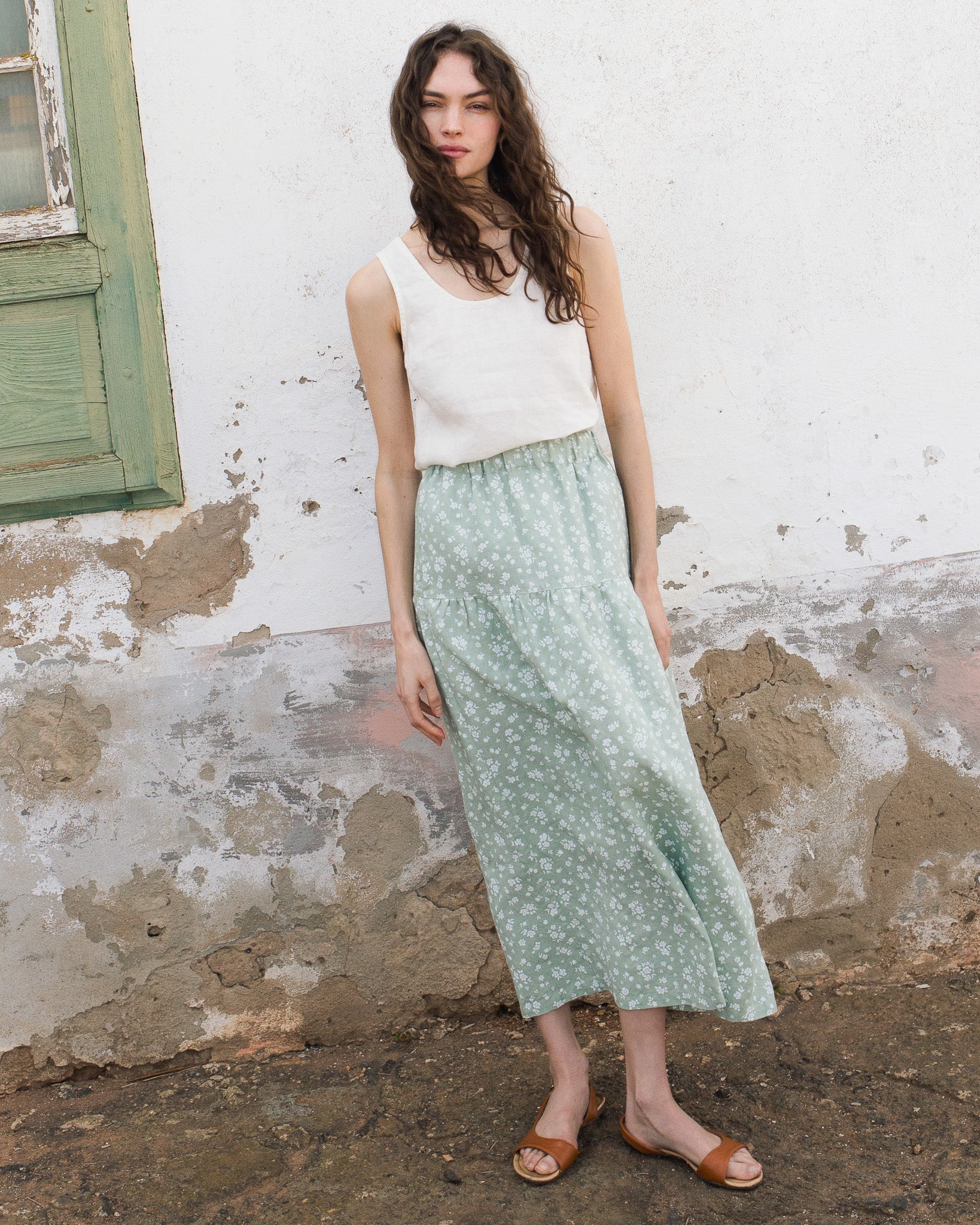 ANJALI two-tier linen skirt - notperfectlinen