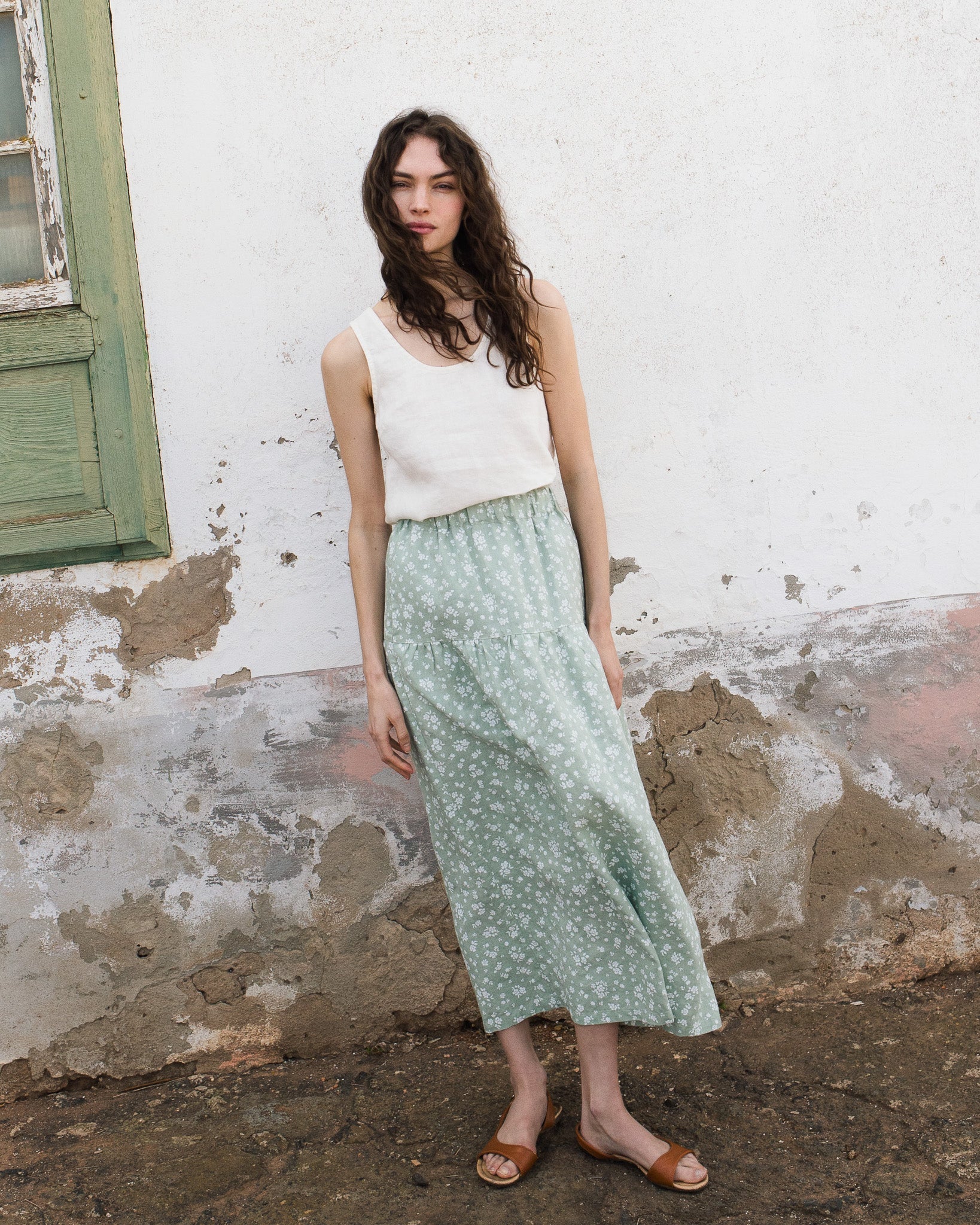 ANJALI two-tier linen skirt - notperfectlinen
