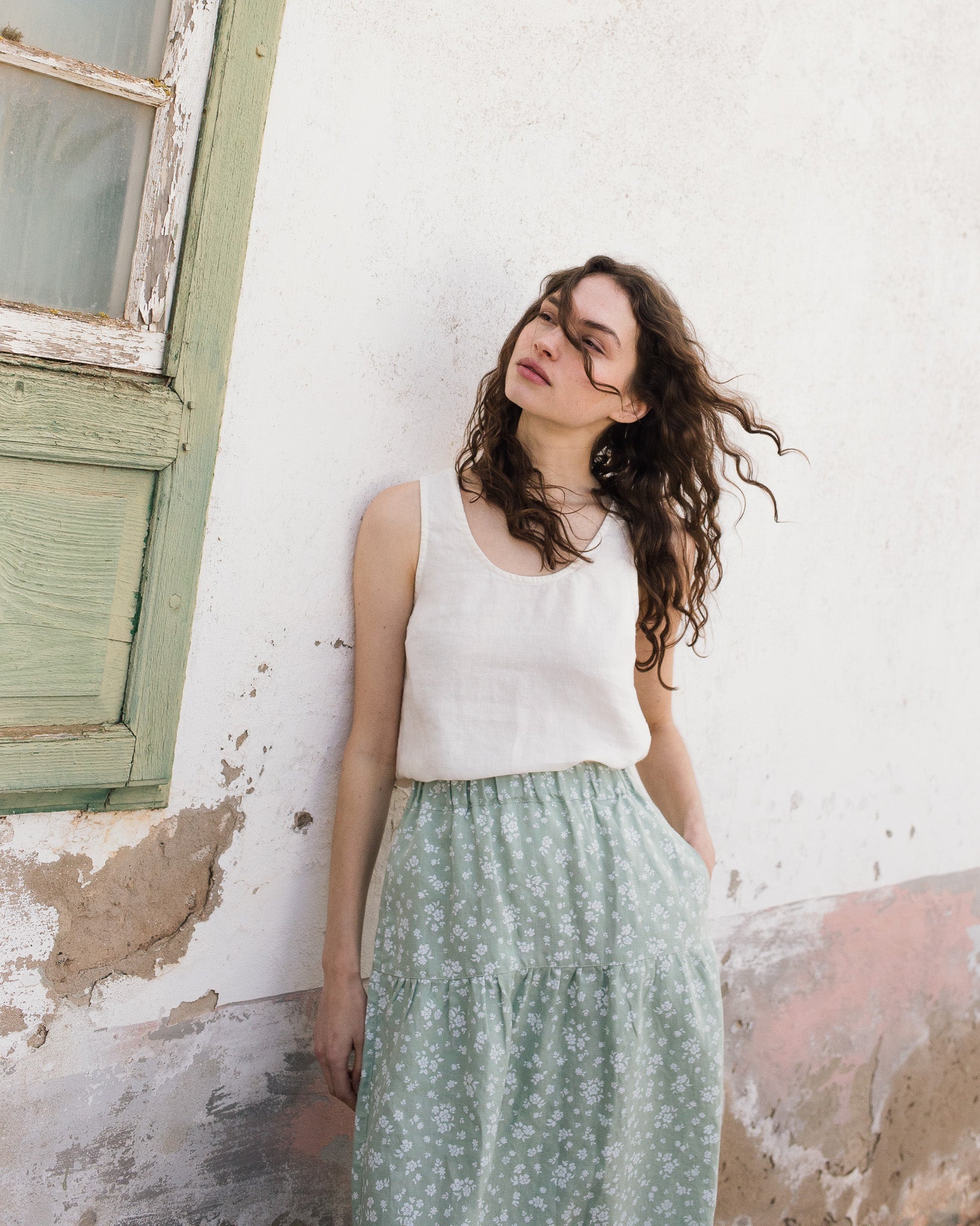 ANJALI two-tier linen skirt - notperfectlinen