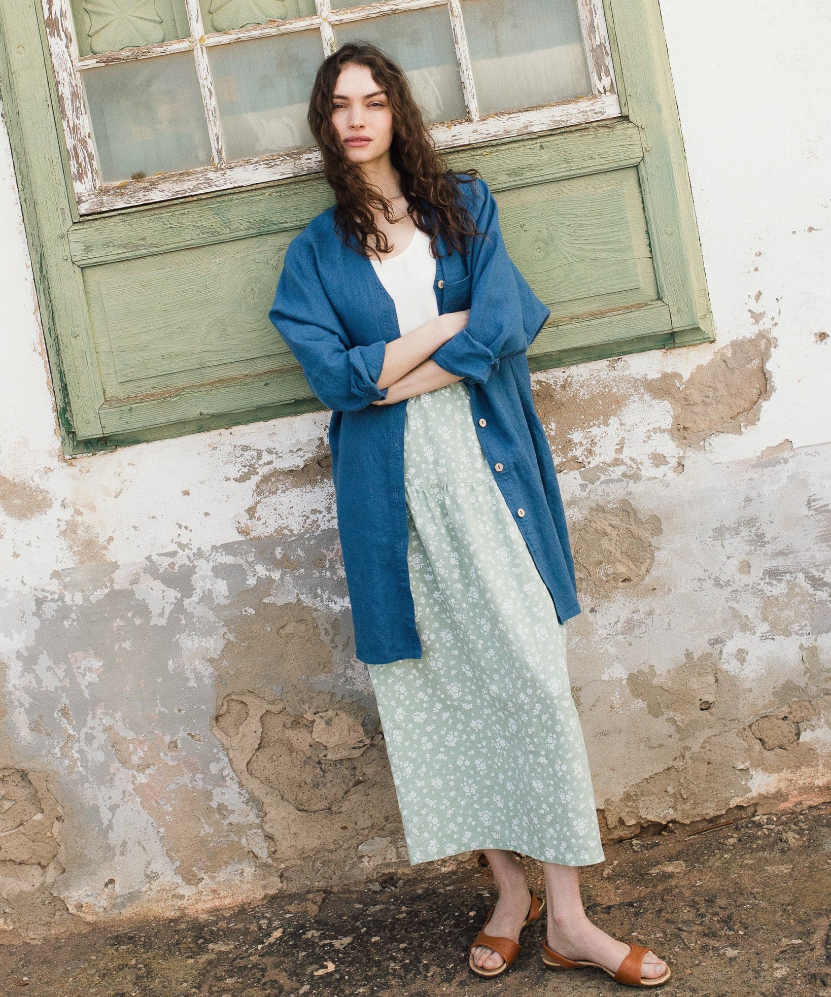 ANJALI two-tier linen skirt - notperfectlinen