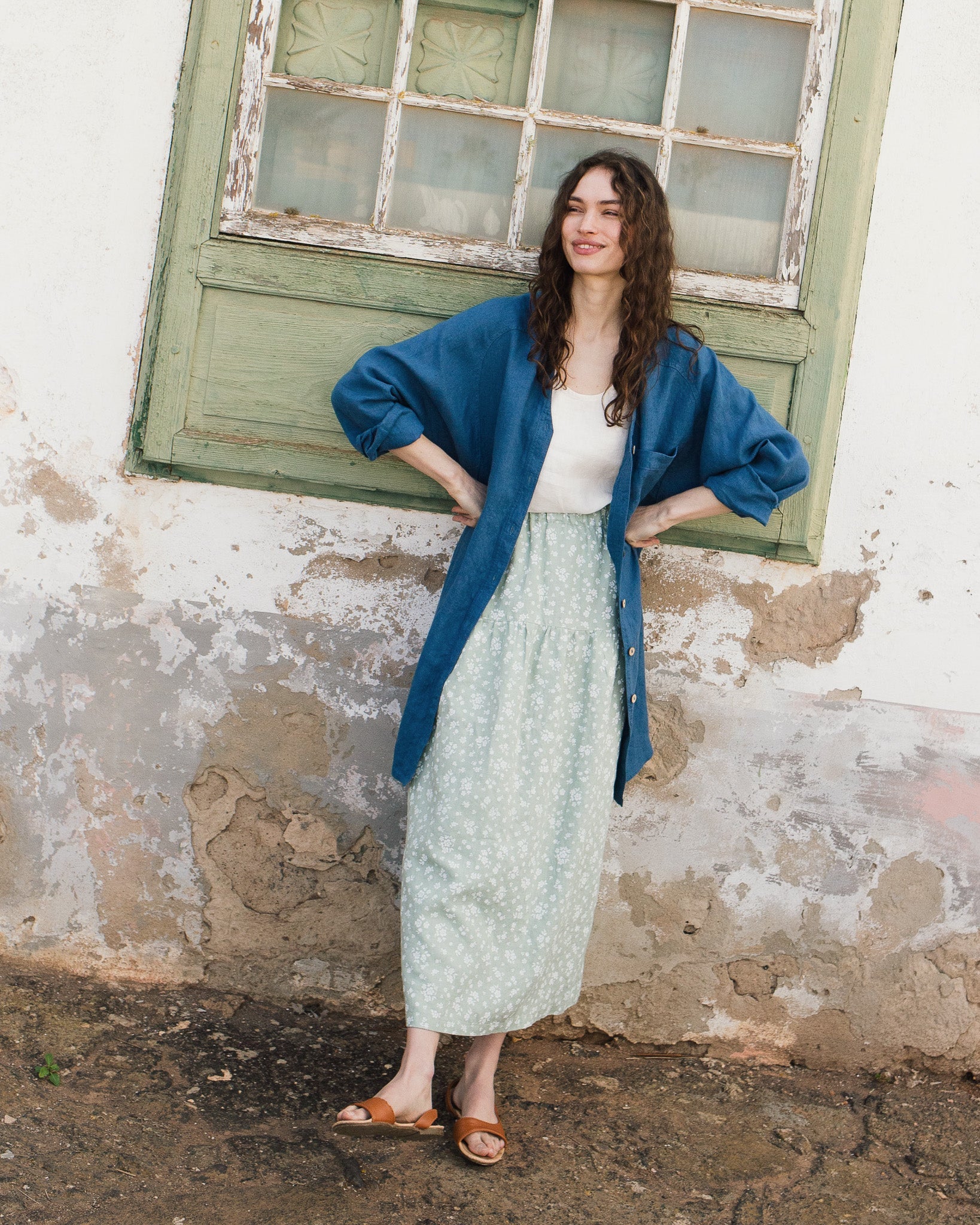 ANJALI two-tier linen skirt - notperfectlinen