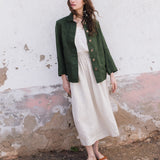 R: SION gathered linen skirt (Size: S; Color: Light Red Checks)