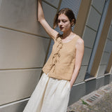SION gathered linen skirt