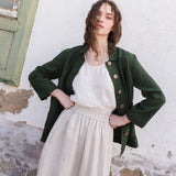 R: SION gathered linen skirt (Size: S; Color: Light Red Checks)
