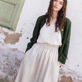 R: SION gathered linen skirt (Size: S; Color: Light Red Checks)