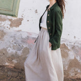 SION gathered linen skirt