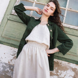 SION gathered linen skirt