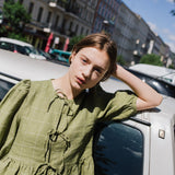 MELINA bow tie linen blouse