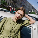 MELINA bow tie linen blouse