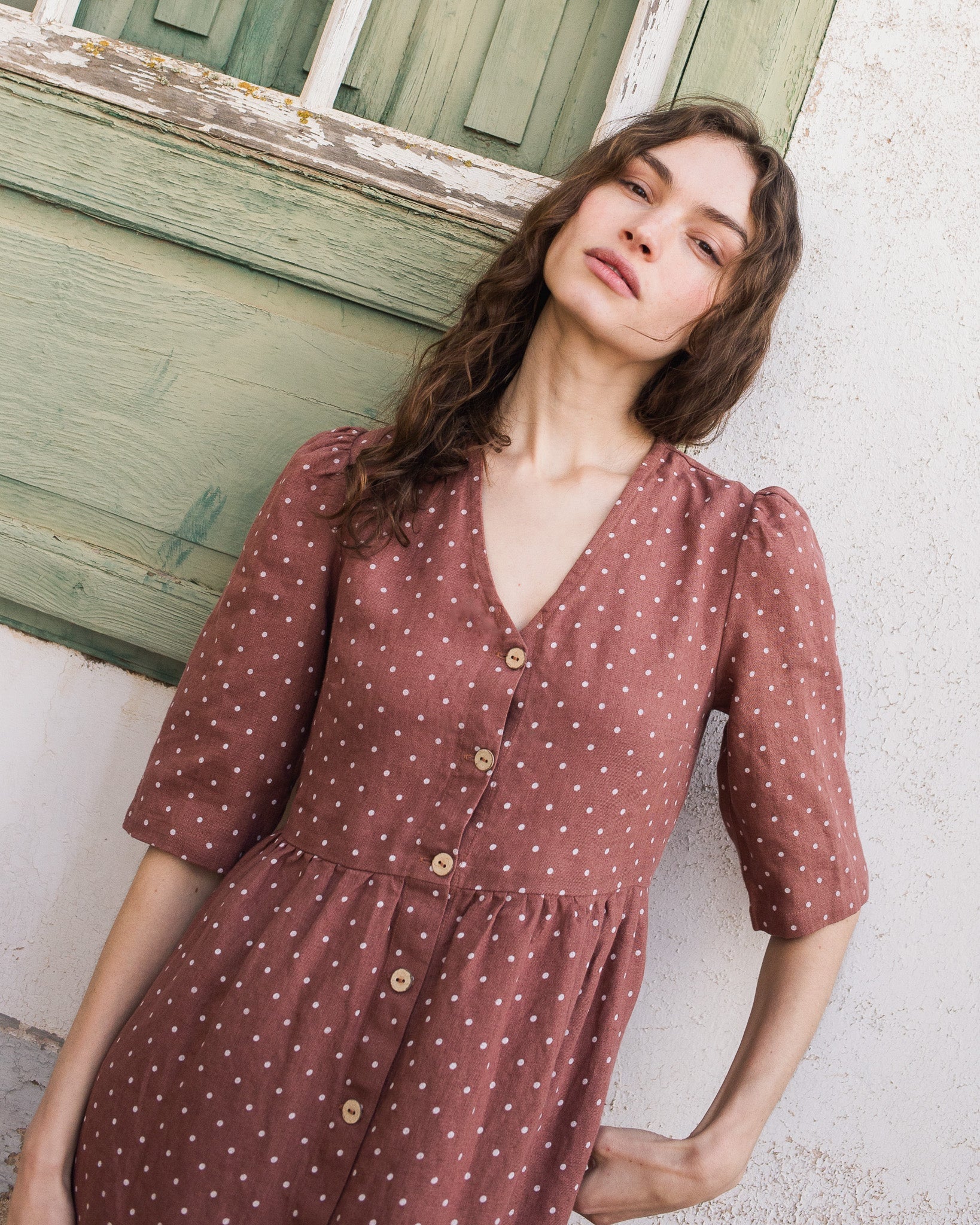 RONDA button down linen dress - notPERFECTLINEN