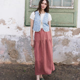 ANJALI two-tier linen skirt