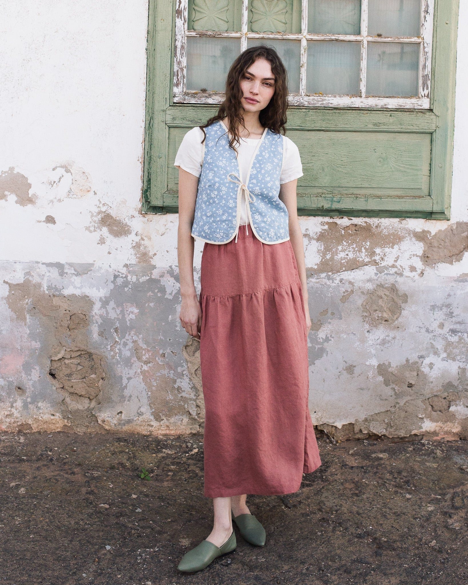 ANJALI two-tier linen skirt - notperfectlinen