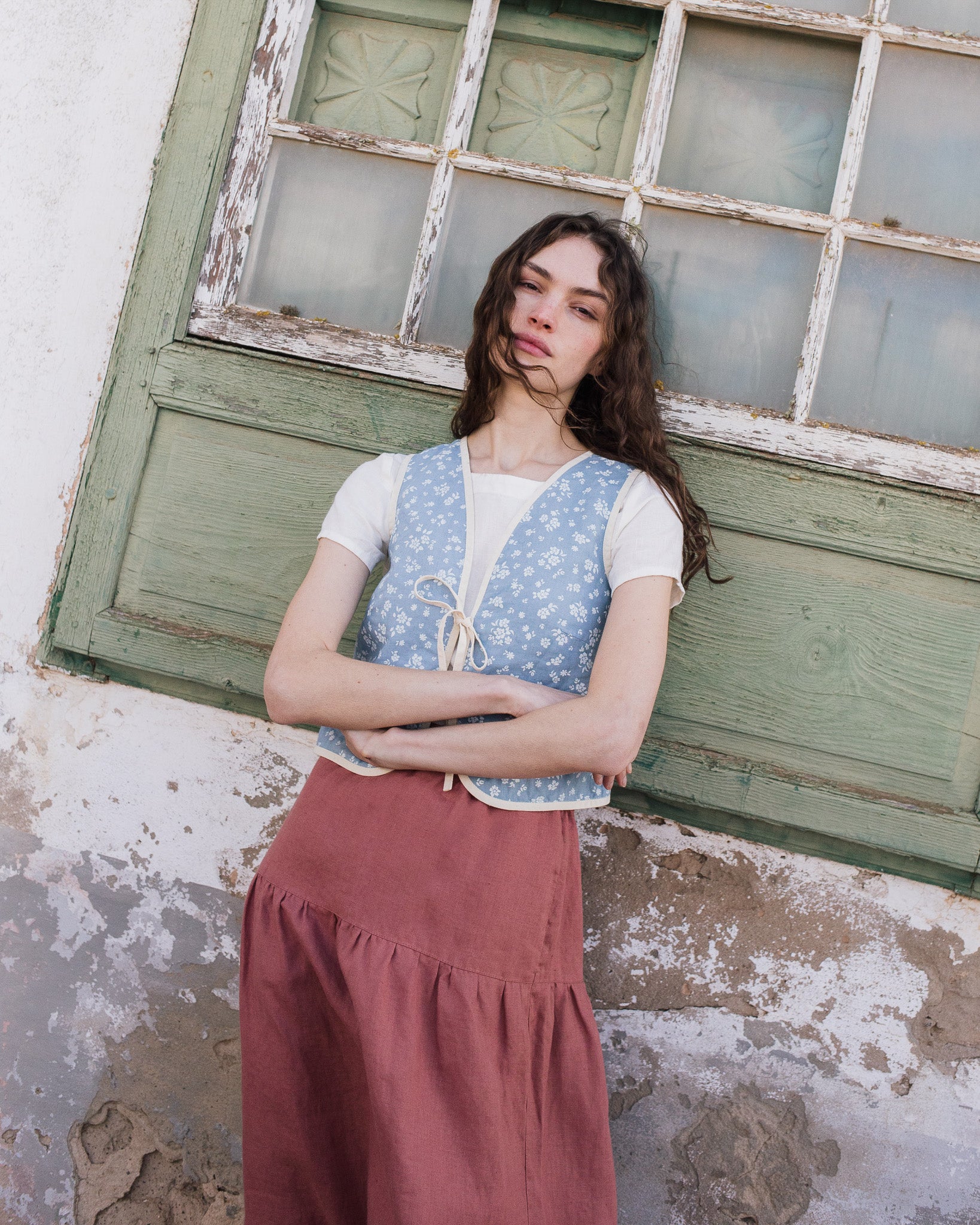 ANJALI two-tier linen skirt - notperfectlinen