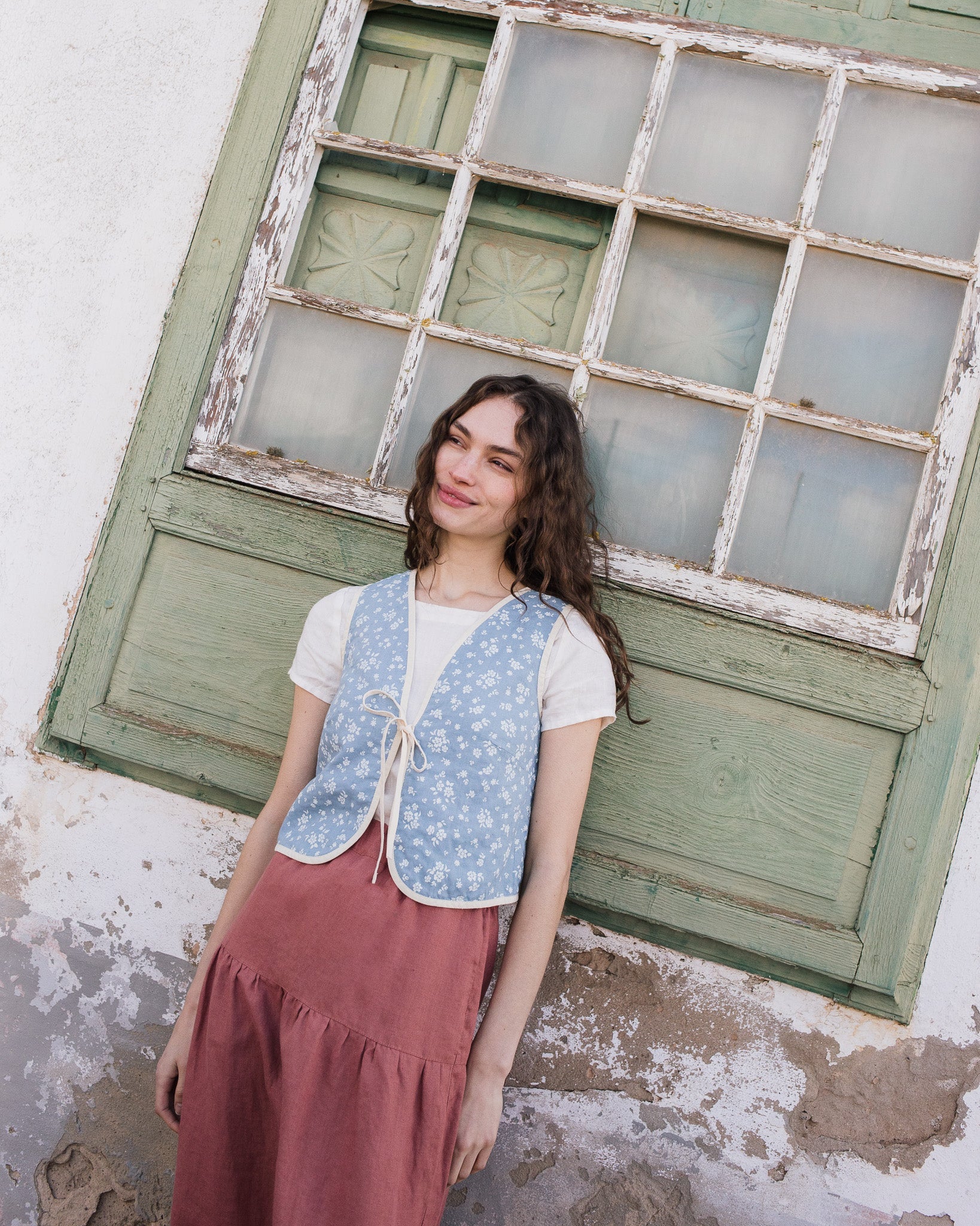 ANJALI two-tier linen skirt - notperfectlinen