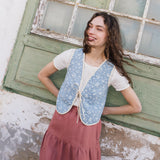 INEZ reversible bow tie linen vest