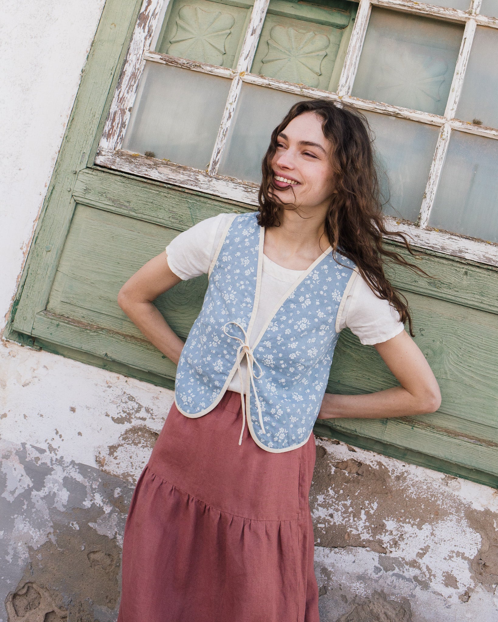 ANJALI two-tier linen skirt - notperfectlinen