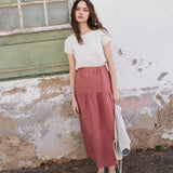 ANJALI two-tier linen skirt