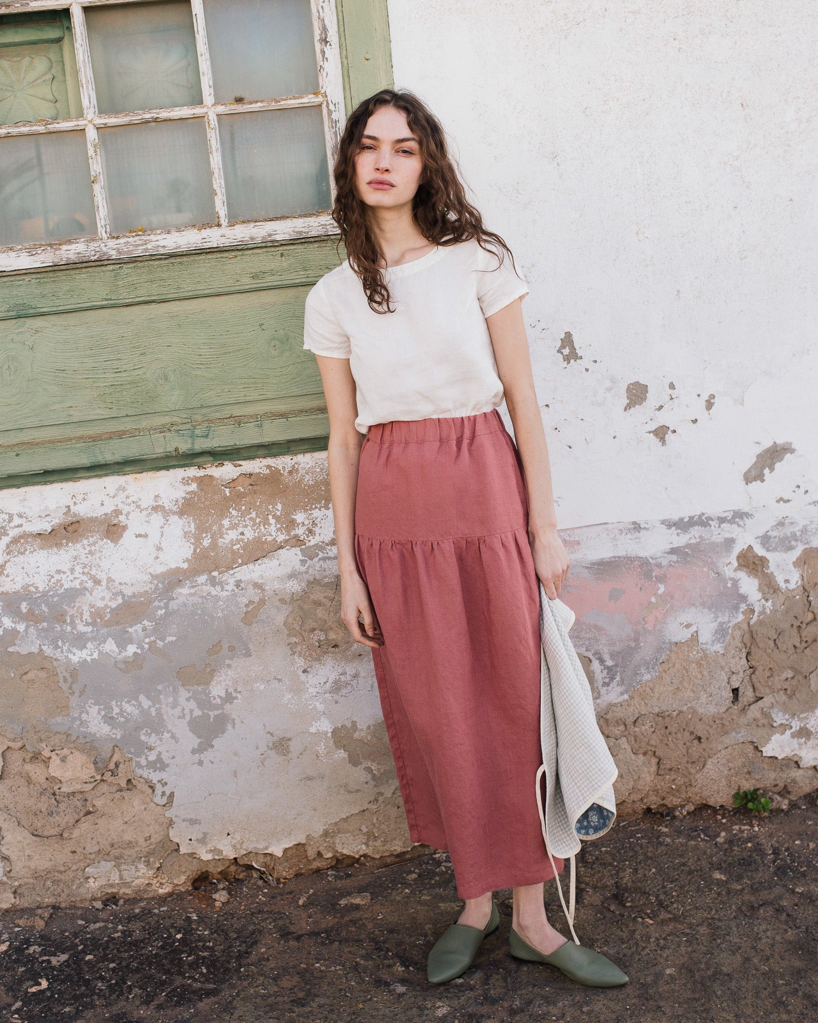 ANJALI two-tier linen skirt - notperfectlinen
