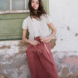 ANJALI two-tier linen skirt