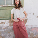 ANJALI two-tier linen skirt