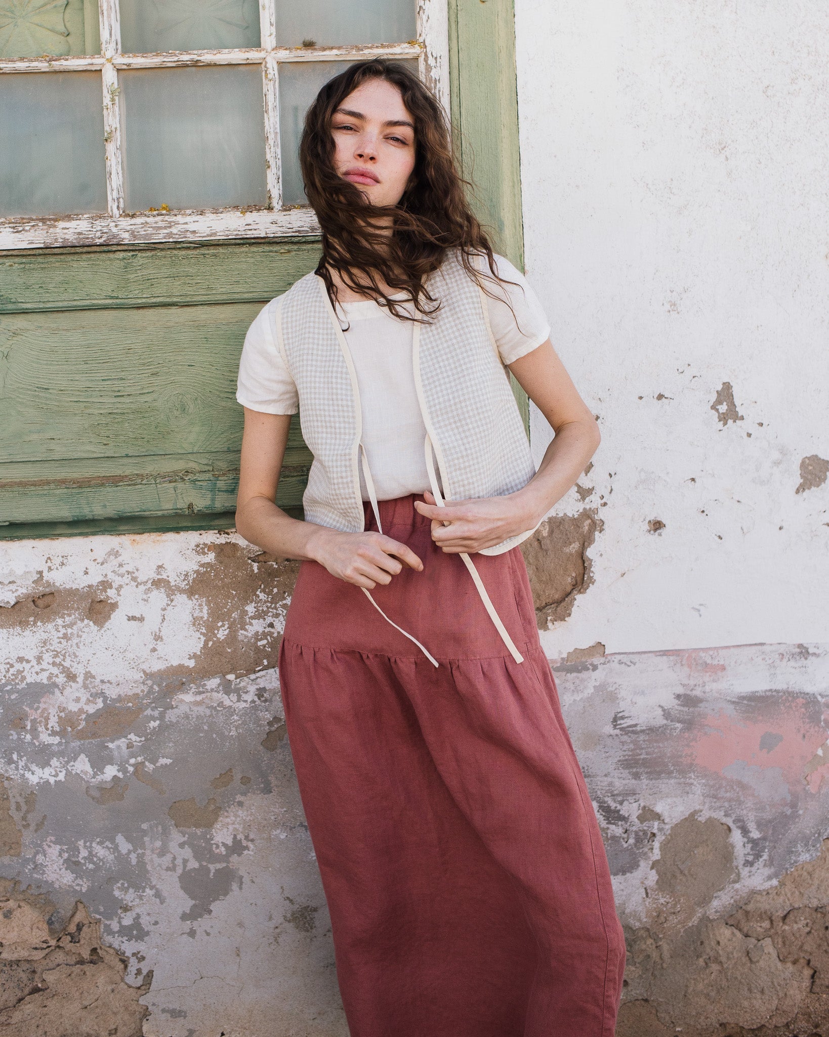ANJALI two-tier linen skirt - notperfectlinen