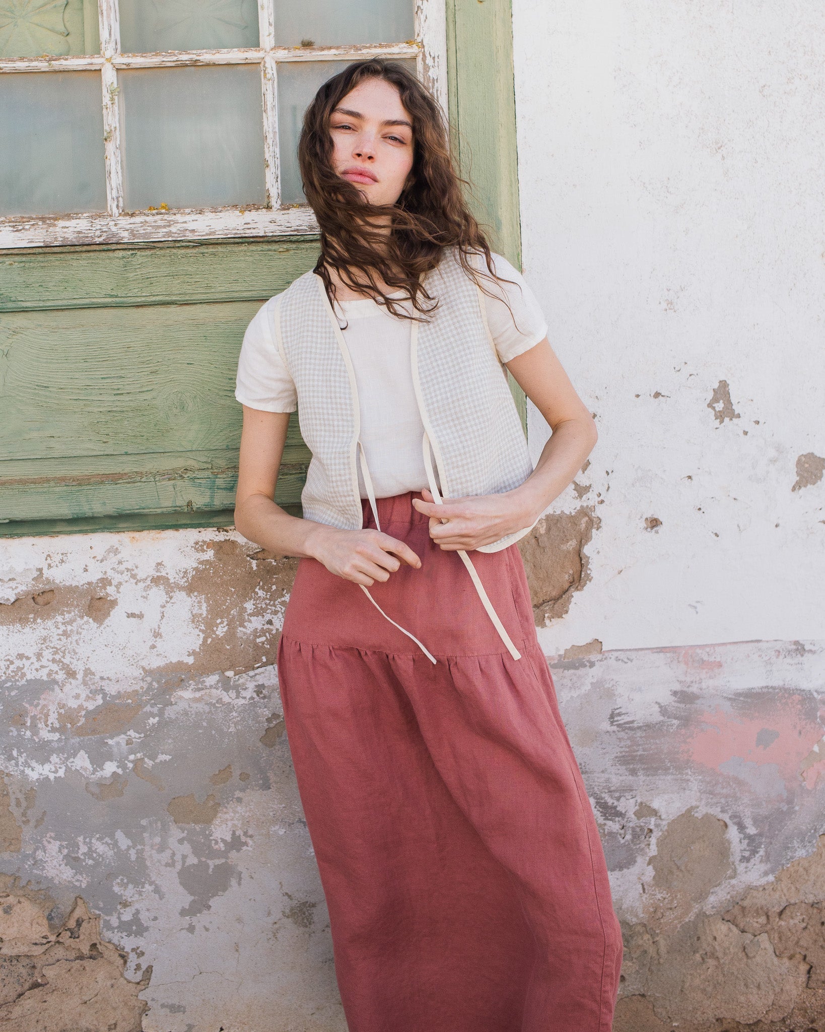 ANJALI two-tier linen skirt - notperfectlinen