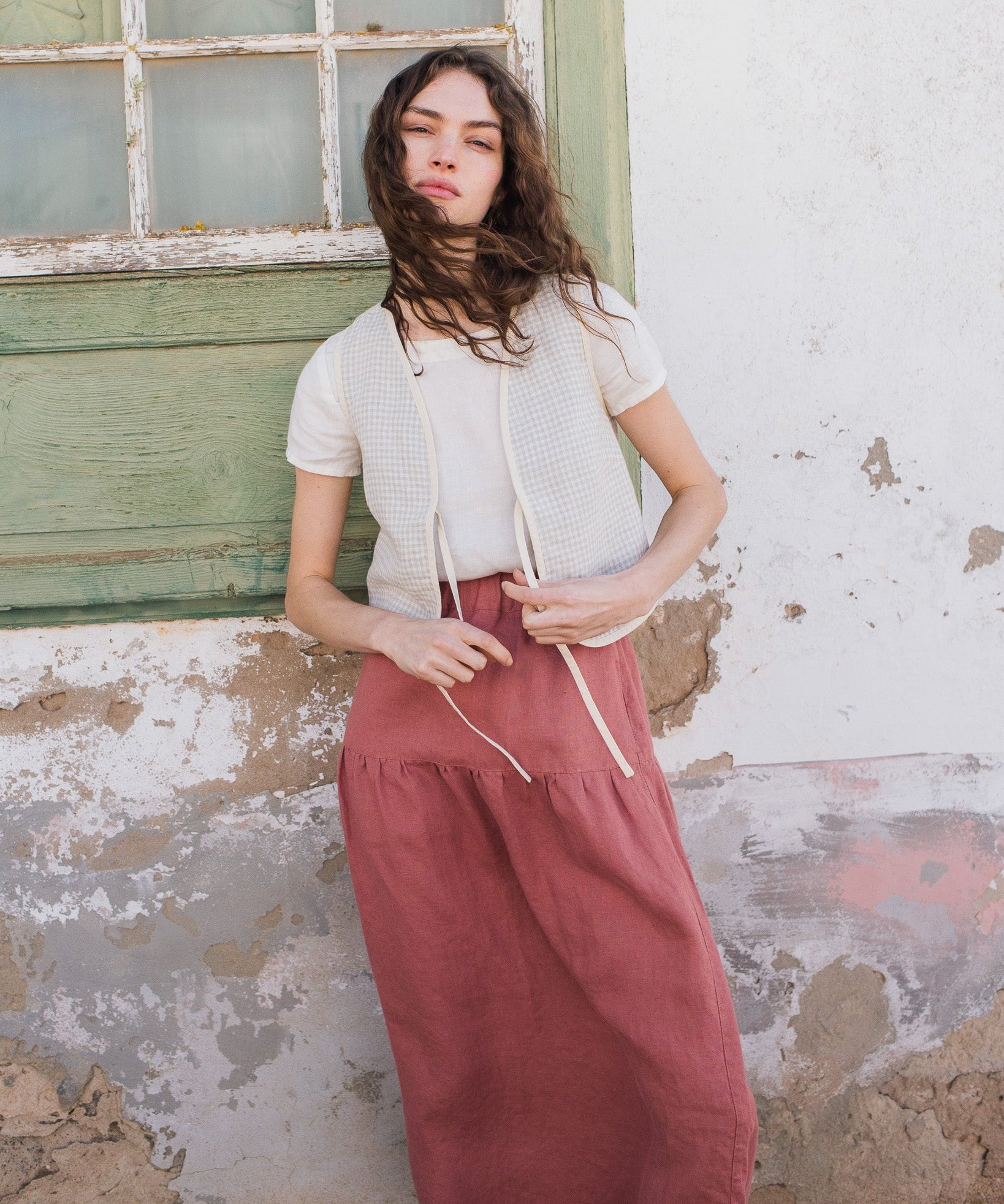 ANJALI two-tier linen skirt - notperfectlinen