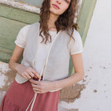 INEZ reversible bow tie linen vest