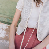 INEZ reversible bow tie linen vest