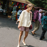 customized: MAIN casual linen shorts (Color: Oat Milk; Size: L)
