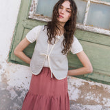 INEZ reversible bow tie linen vest