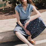 SION gathered linen skirt