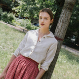 R: SION gathered linen skirt (Color: Cream; Size: S)